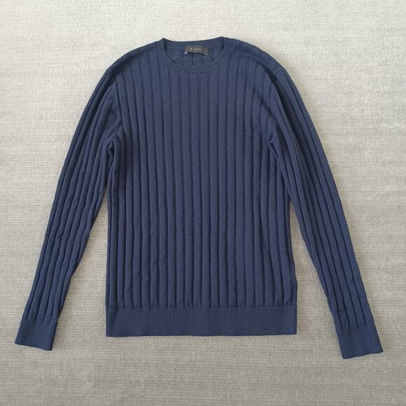 Diktat Sweater Mens L Blue Ribbed Knit Slim Fit Stretch Casual Cashmere Blend - Picture 1 of 11